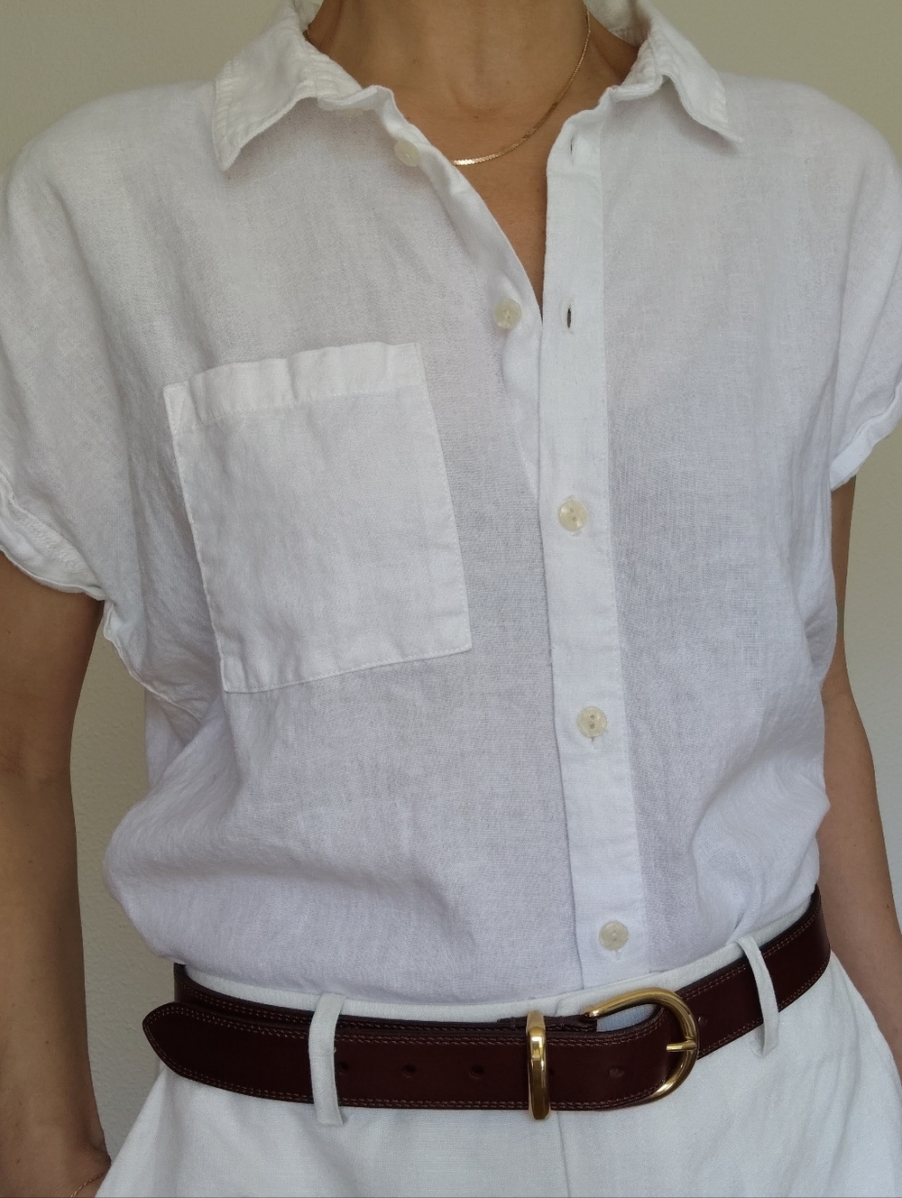 Orvis Linen Blend Button Front Shirt / Size Large